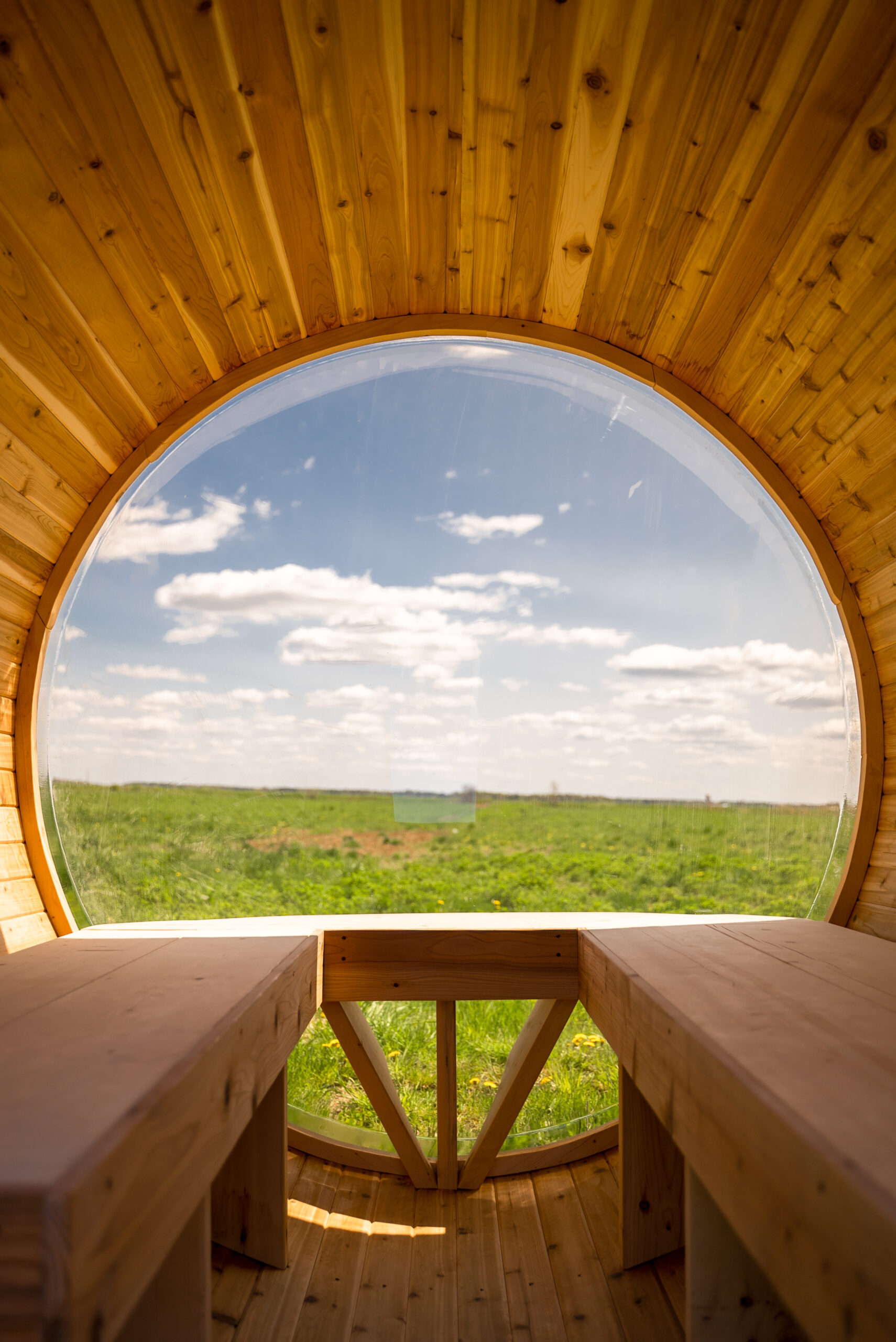 Sauna baril avec porche complet Barrel Sauna Quebec Canada