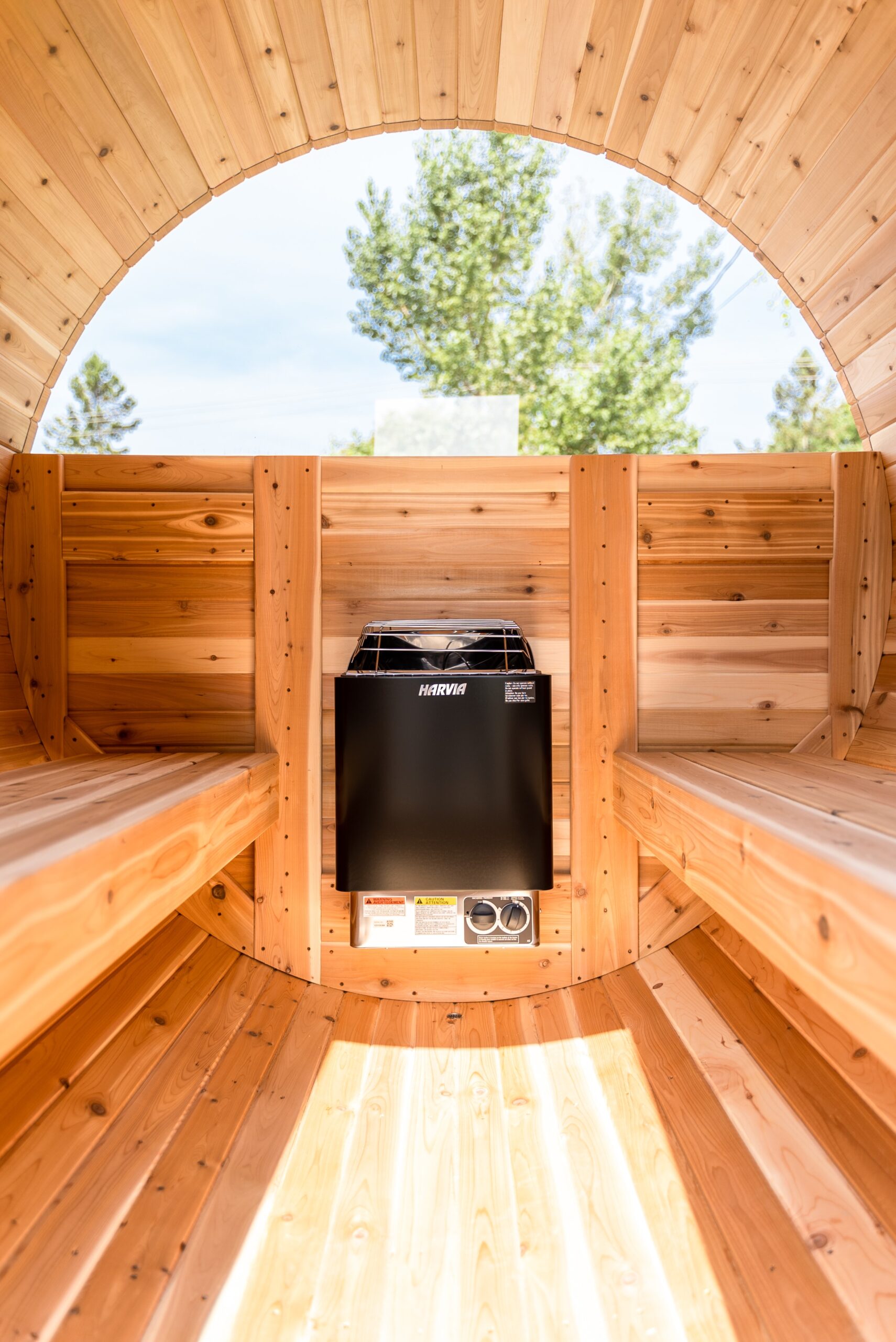 Barrel Sauna with full porch SaunaSpa