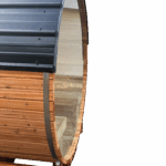 Canadian-made Saunaspa wooden sauna featuring a complete front panel constructed from 10 mm tempered glass.