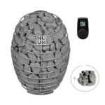 HUUM DROP 9 kW electric sauna stove with stones, Scandinavian design, available in Canada from Saunaspa.ca