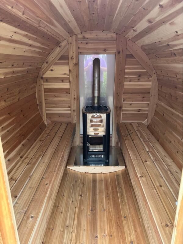 Sauna baril avec vestiaire