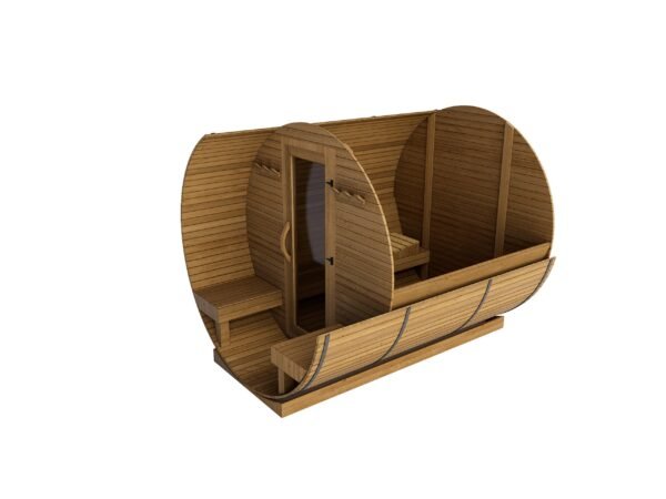Western Red Cedar Barrel Sauna with Porch 8ft Inside