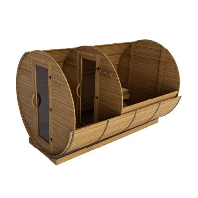 Western Red Cedar Barrel Sauna Changing Room10ft Inside