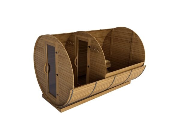 Western Red Cedar Barrel Sauna Changing Room10ft Inside