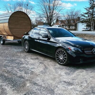 Sauna baril sur remorque