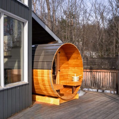 Sauna baril avec porche