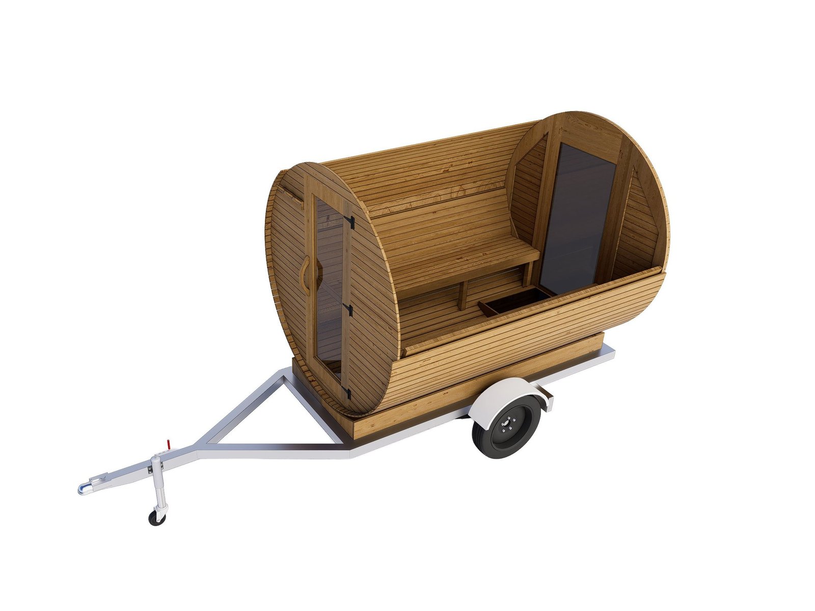 Western Red Cedar Mobile Barrel Sauna Inside