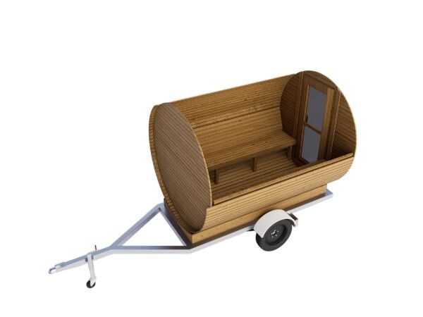 Sauna baril sur remorque