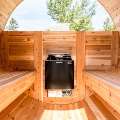 Sauna baril avec porche